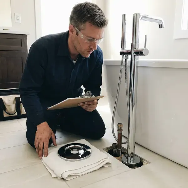 FVR Plumbing technician providing bathroom plumbing in Manchester, NH