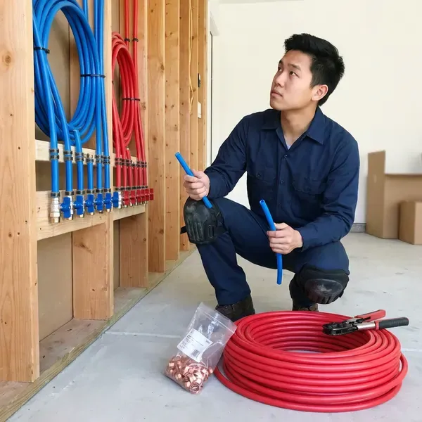 FVR Plumbing technician providing pex pipe installation in Manchester, NH