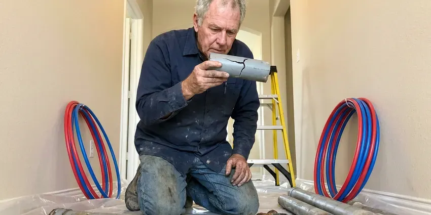 FVR Plumbing technician providing basement leak repair in Manchester